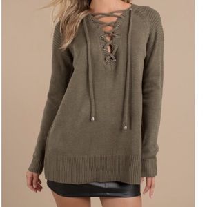 TOBI Lace Up Sweater